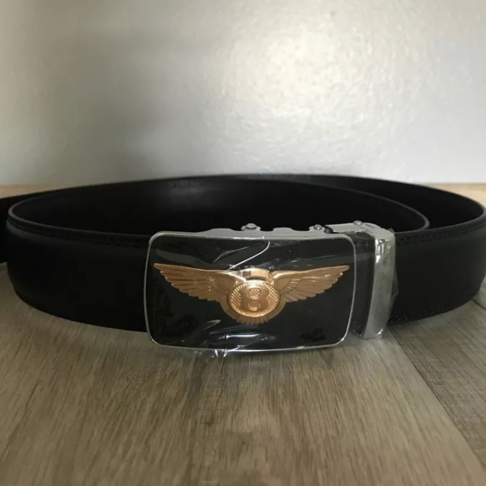 Genuine leather belt with Bentley logo buckle